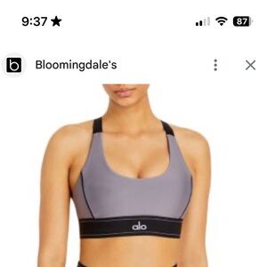 ALO Yoga Gray and Black Sports Bra Medium Support
